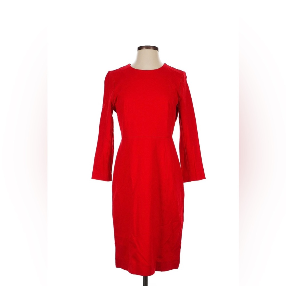 J. Crew Vibrant Red Long Sleeve Dress